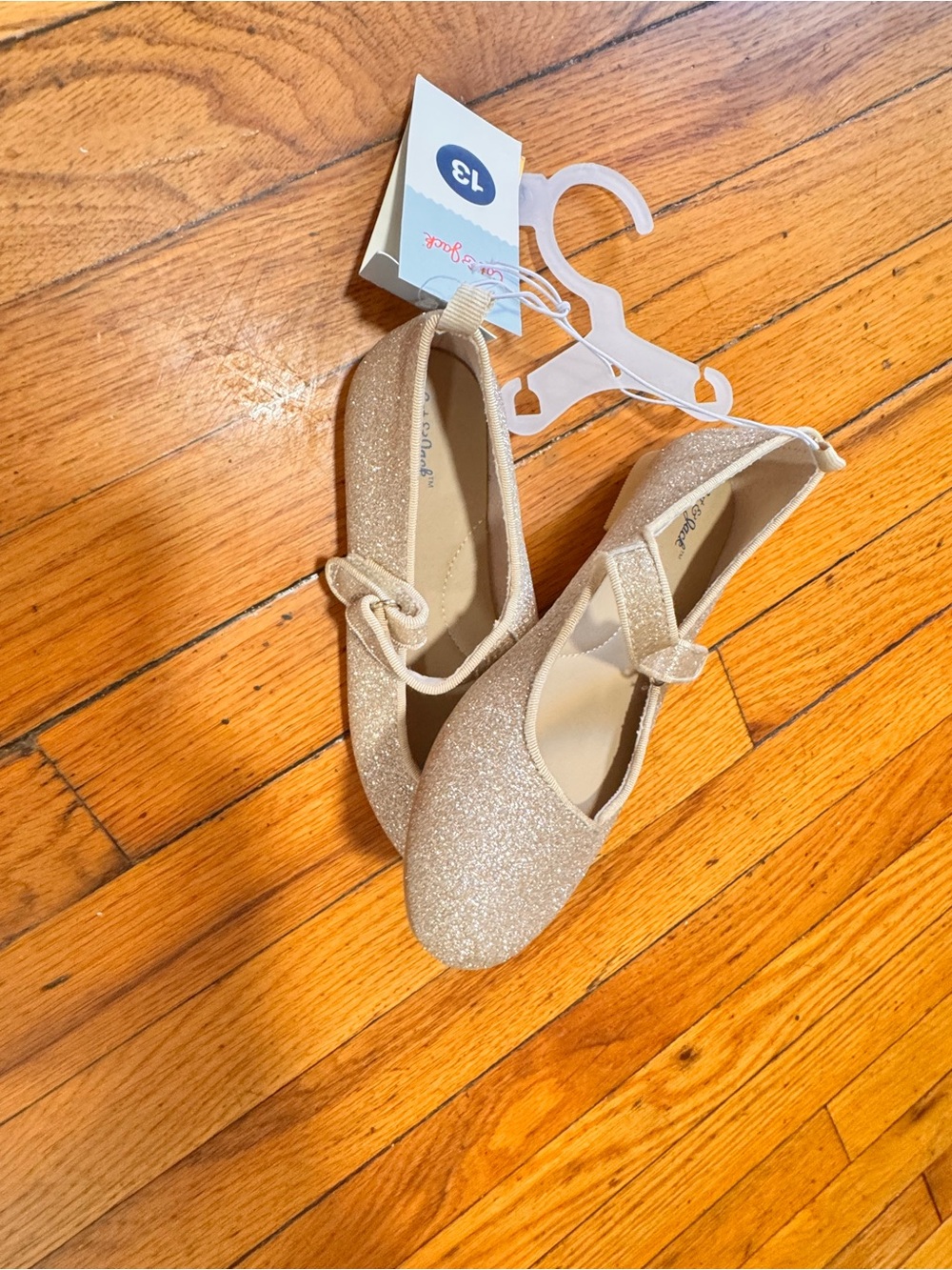 Cat & Jack Girls Gold Glitter Flats Size 13 NWT